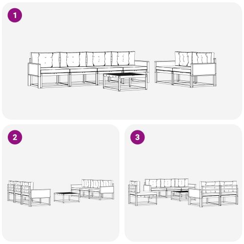 Комплект дивани за открито 7 pcs Натурален и Бежов
