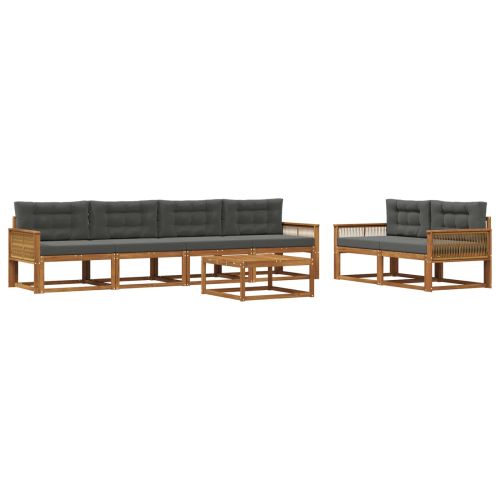 Комплект дивани за открито 7 pcs Натурален и Антрацит