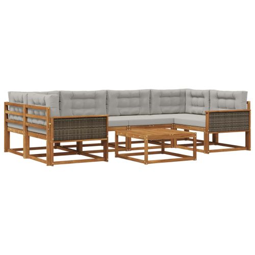 Комплект дивани за открито 7 pcs Естествено и светлосиво