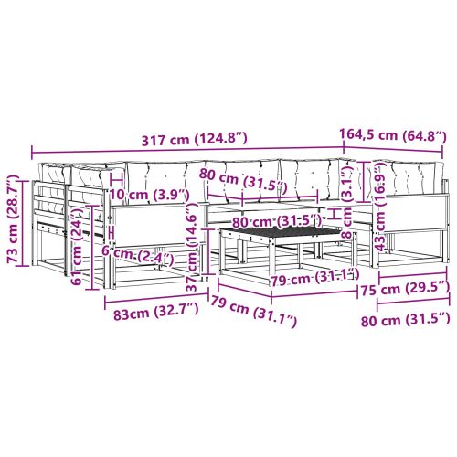 Комплект дивани за открито 7 pcs Натурален и Антрацит