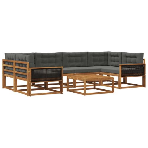 Комплект дивани за открито 7 pcs Натурален и Антрацит
