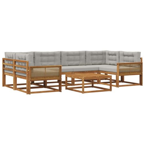 Комплект дивани за открито 7 pcs Естествено и светлосиво