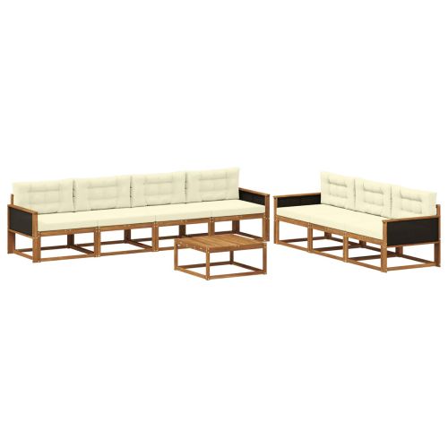 Комплект дивани за открито 8 pcs Натурален и Крема