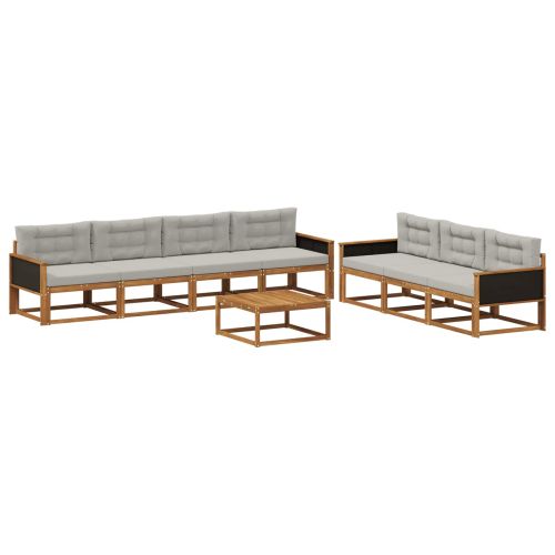 Комплект дивани за открито 8 pcs Естествено и светлосиво