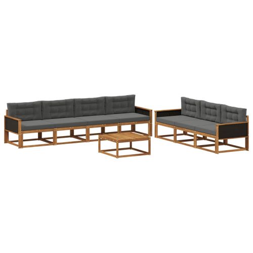 Комплект дивани за открито 8 pcs Натурален и Антрацит