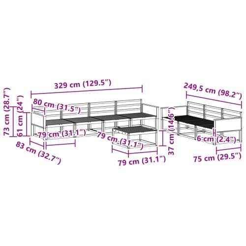 Комплект дивани за открито 8 pcs Натурално