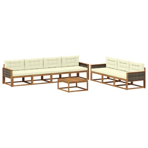 Комплект дивани за открито 8 pcs Натурален и Крема