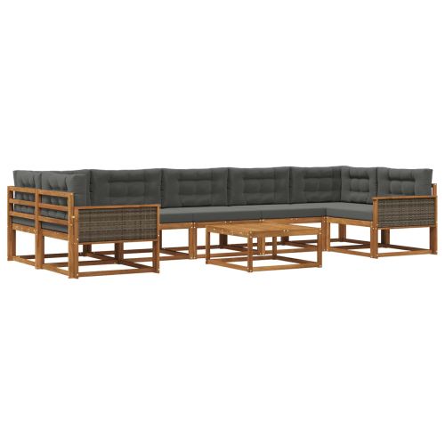 Комплект дивани за открито 8 pcs Натурален и Антрацит