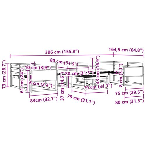 Комплект дивани за открито 8 pcs Натурално