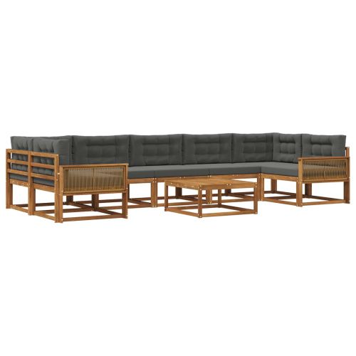 Комплект дивани за открито 8 pcs Натурален и Антрацит