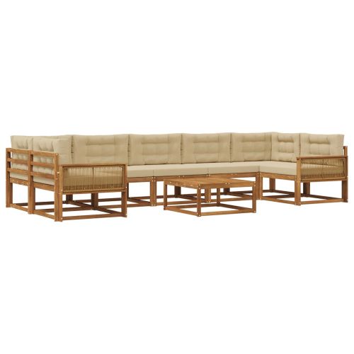 Комплект дивани за открито 8 pcs Натурален и Бежов