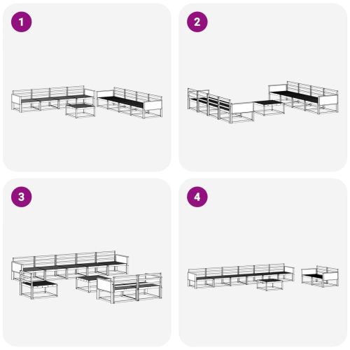 Комплект дивани за открито 9 pcs Натурално