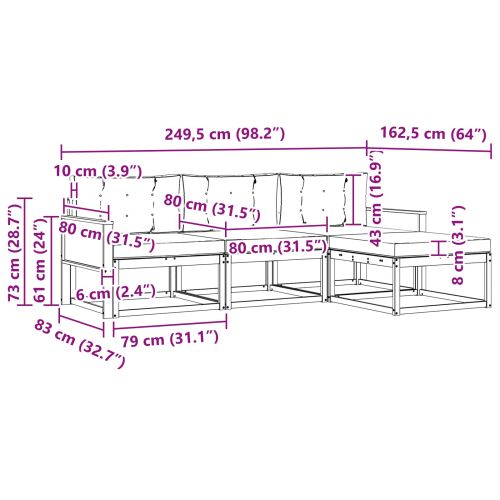 Комплект дивани за открито 4 pcs Естествено и светлосиво