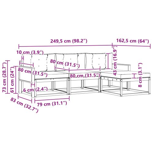 Комплект дивани за открито 4 pcs Натурален и Антрацит