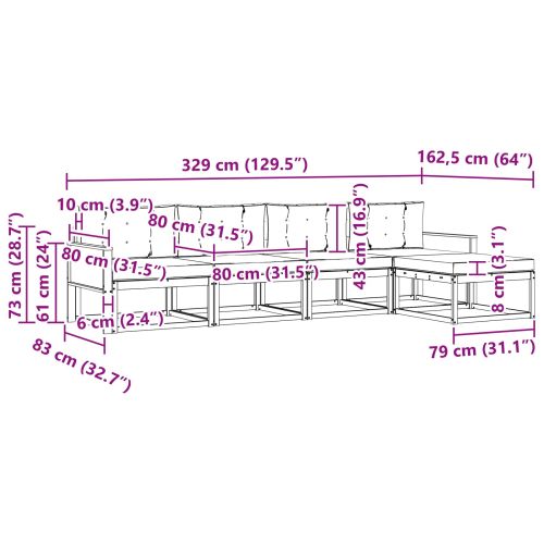 Комплект дивани за открито 5 pcs Натурален и Бежов