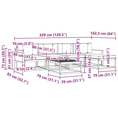 Комплект дивани за открито 6 pcs Натурален и Бежов