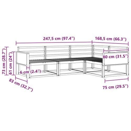 Комплект дивани за открито 4 pcs Натурално