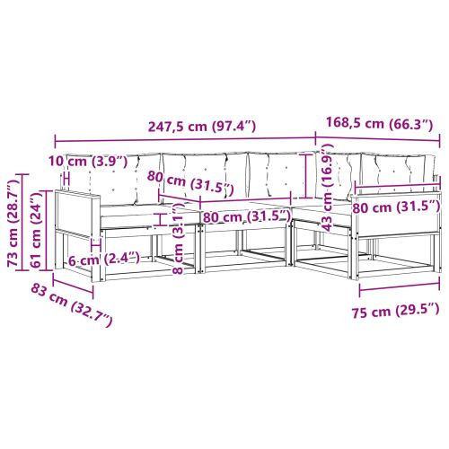 Комплект дивани за открито 4 pcs Натурален и Крема