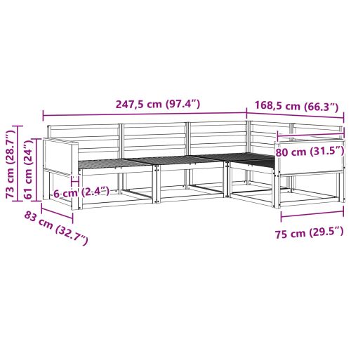 Комплект дивани за открито 4 pcs Натурално
