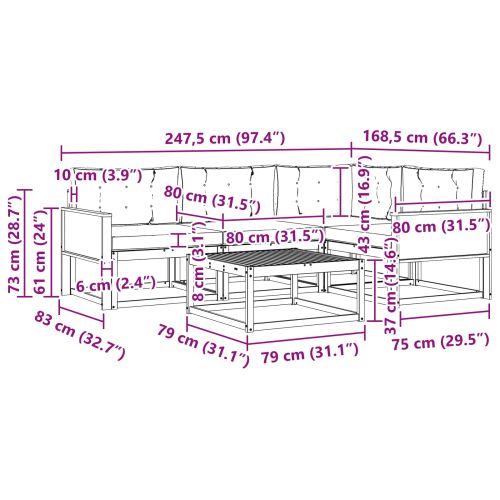 Комплект дивани за открито 5 pcs Натурален и Антрацит