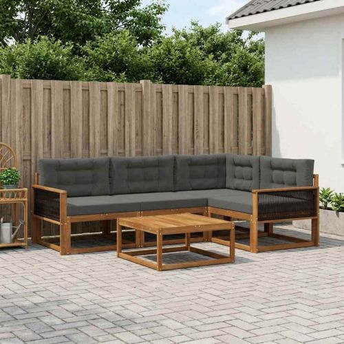 Комплект дивани за открито 5 pcs Натурален и Антрацит