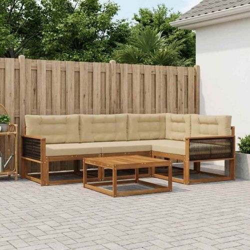 Комплект дивани за открито 5 pcs Натурален и Бежов