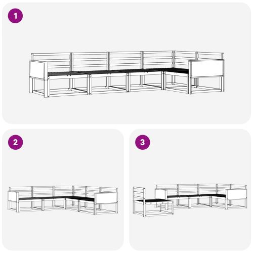Комплект дивани за открито 5 pcs Натурално