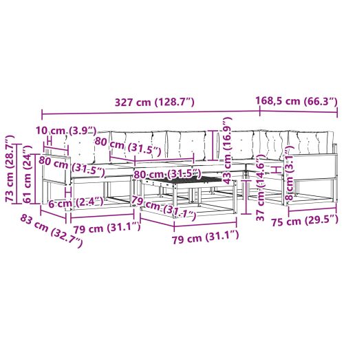 Комплект дивани за открито 6 pcs Натурален и Антрацит