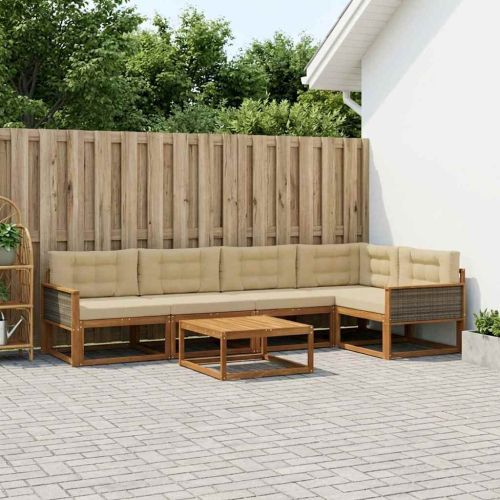 Комплект дивани за открито 6 pcs Натурален и Бежов
