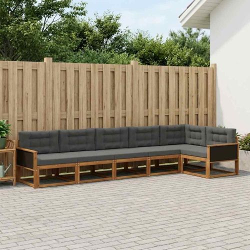 Комплект дивани за открито 6 pcs Натурален и Антрацит
