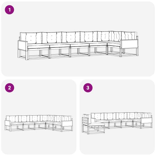 Комплект дивани за открито 6 pcs Натурален и Бежов