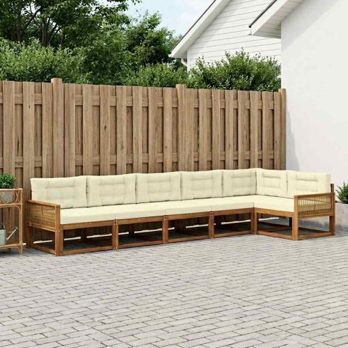 Комплект дивани за открито 6 pcs Натурален и Крема