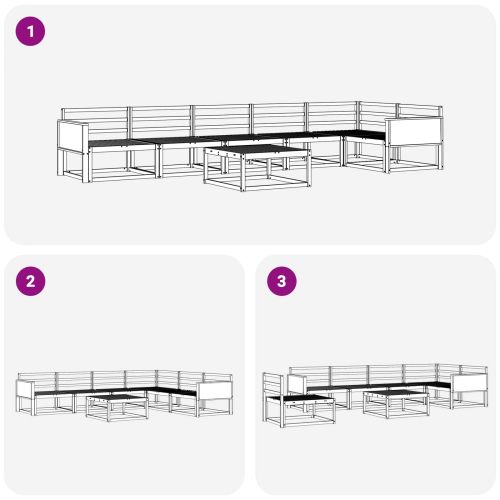 Комплект дивани за открито 7 pcs Натурално
