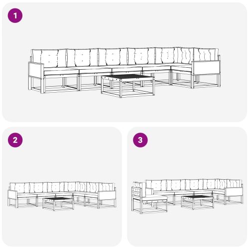 Комплект дивани за открито 7 pcs Натурален и Антрацит