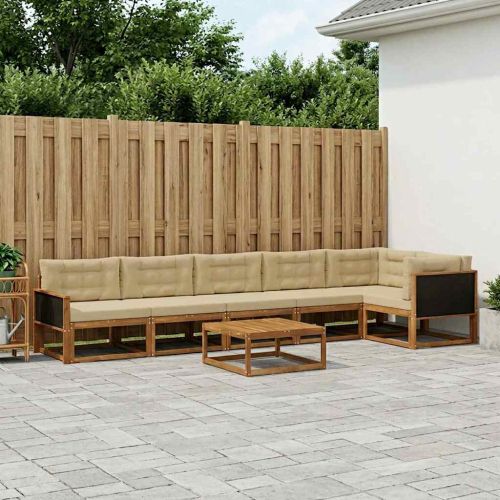 Комплект дивани за открито 7 pcs Натурален и Бежов