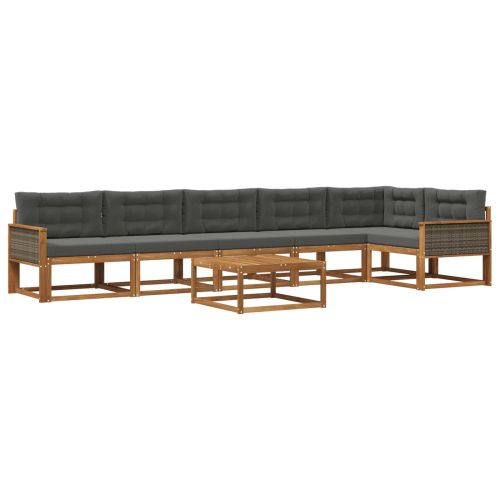 Комплект дивани за открито 7 pcs Натурален и Антрацит