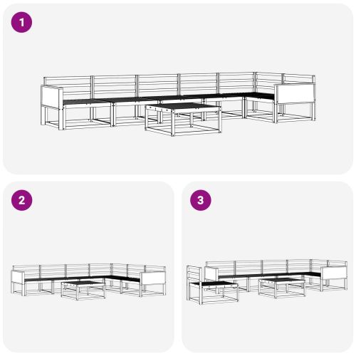Комплект дивани за открито 7 pcs Натурално