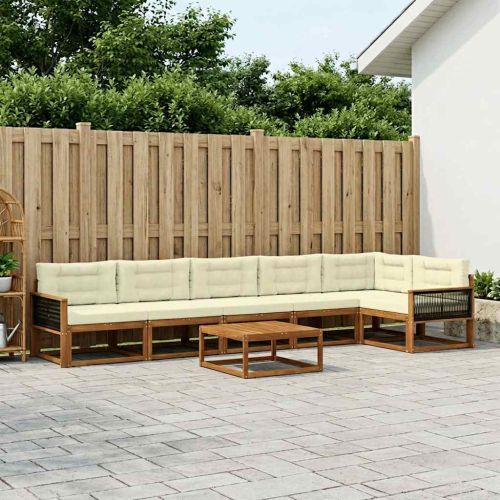 Комплект дивани за открито 7 pcs Натурален и Крема