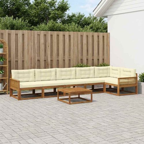 Комплект дивани за открито 7 pcs Натурален и Крема
