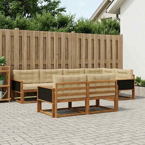 Комплект дивани за открито 7 pcs Натурален и Бежов