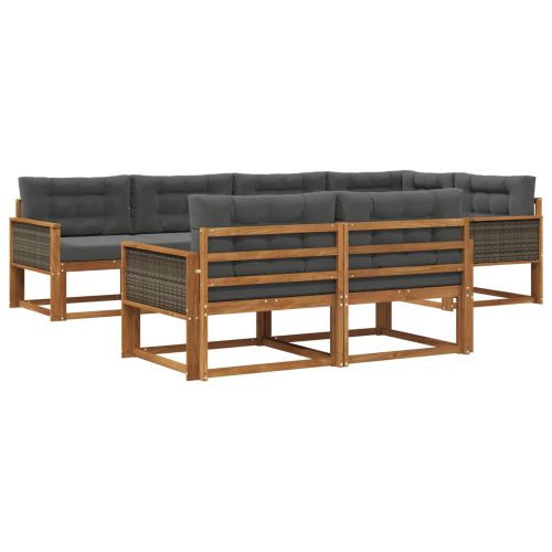 Комплект дивани за открито 7 pcs Натурален и Антрацит