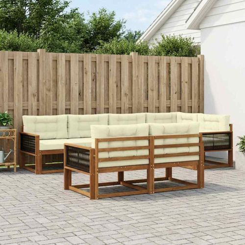 Комплект дивани за открито 7 pcs Натурален и Крема
