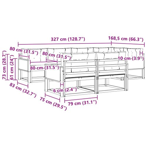 Комплект дивани за открито 7 pcs Натурален и Крема