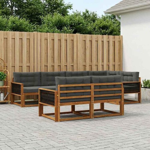 Комплект дивани за открито 7 pcs Натурален и Антрацит