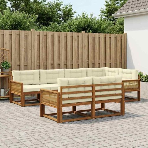 Комплект дивани за открито 7 pcs Натурален и Крема