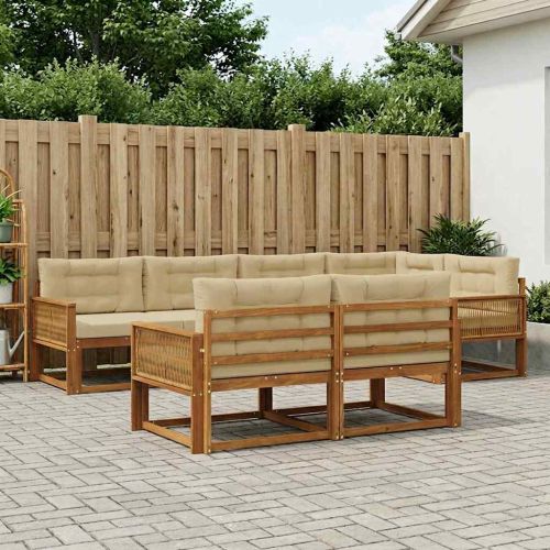 Комплект дивани за открито 7 pcs Натурален и Бежов