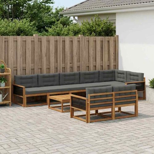 Комплект дивани за открито 9 pcs Натурален и Антрацит