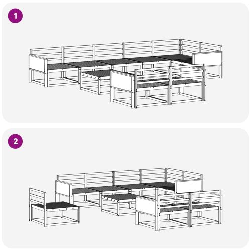 Комплект дивани за открито 9 pcs Натурално