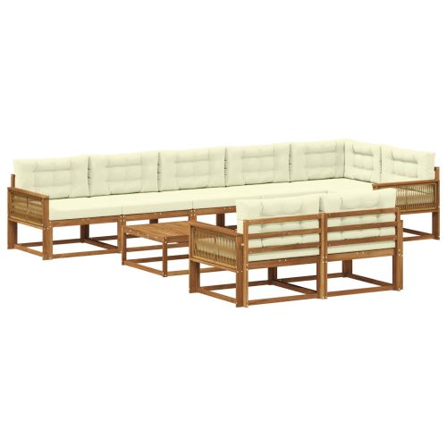 Комплект дивани за открито 9 pcs Натурален и Крема