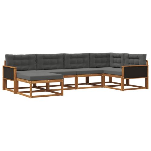 Комплект дивани за открито 6 pcs Натурален и Антрацит